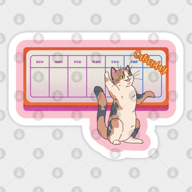 Caturday fun cat days of the week design Sticker by kuallidesigns